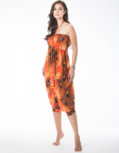 Orange Peacock Aladdin Pants Boho style