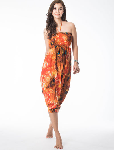Orange Peacock Aladdin Pants Boho style