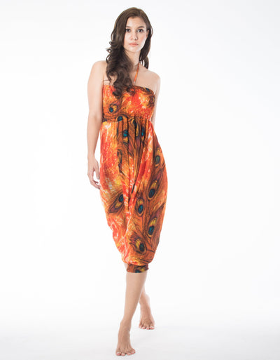 Orange Peacock Aladdin Pants Boho style