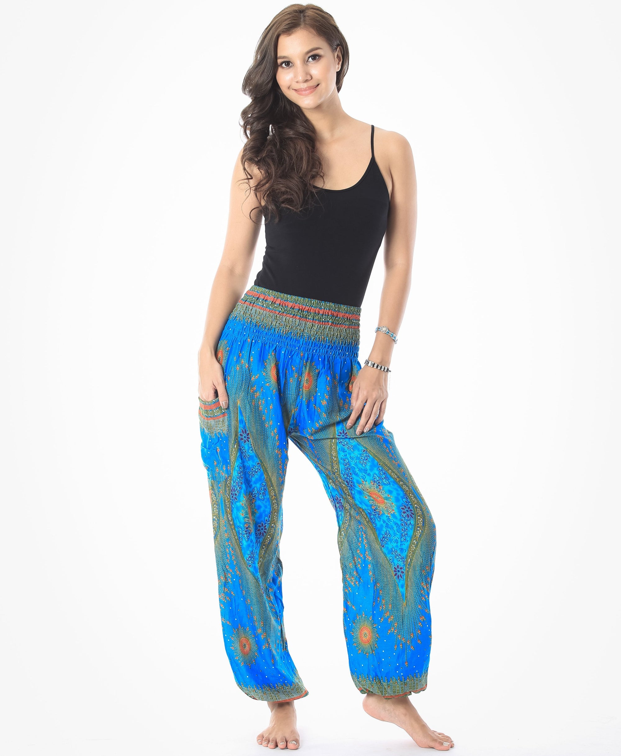 Blue Turquoises Peacock Pants Boho style