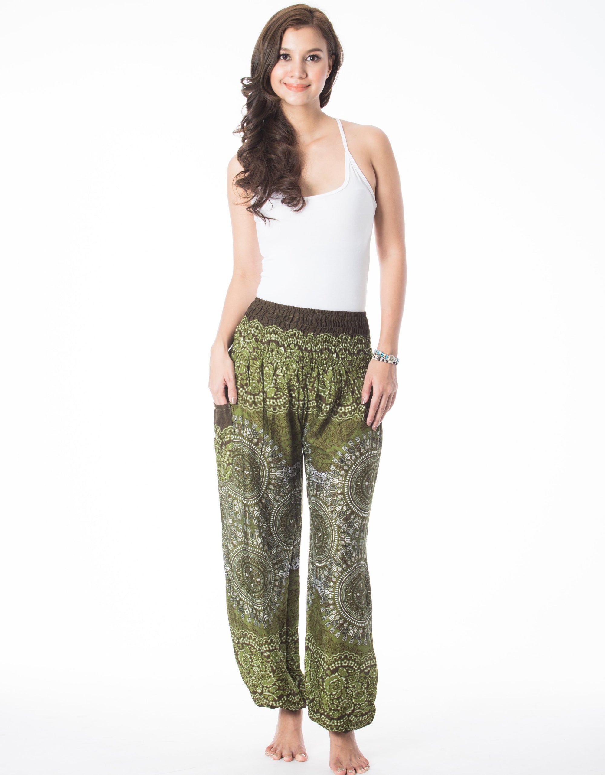 Green Mandala Pants boho style